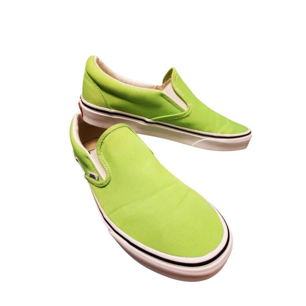 Vans Classic Slip On Neon Green Gecko M 7.5 W 9 Authentic Excellent Condition